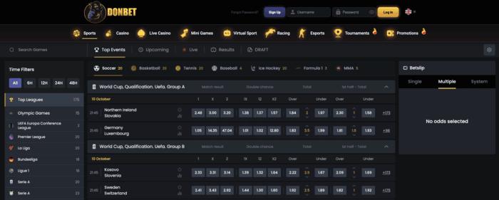 DonBet screen